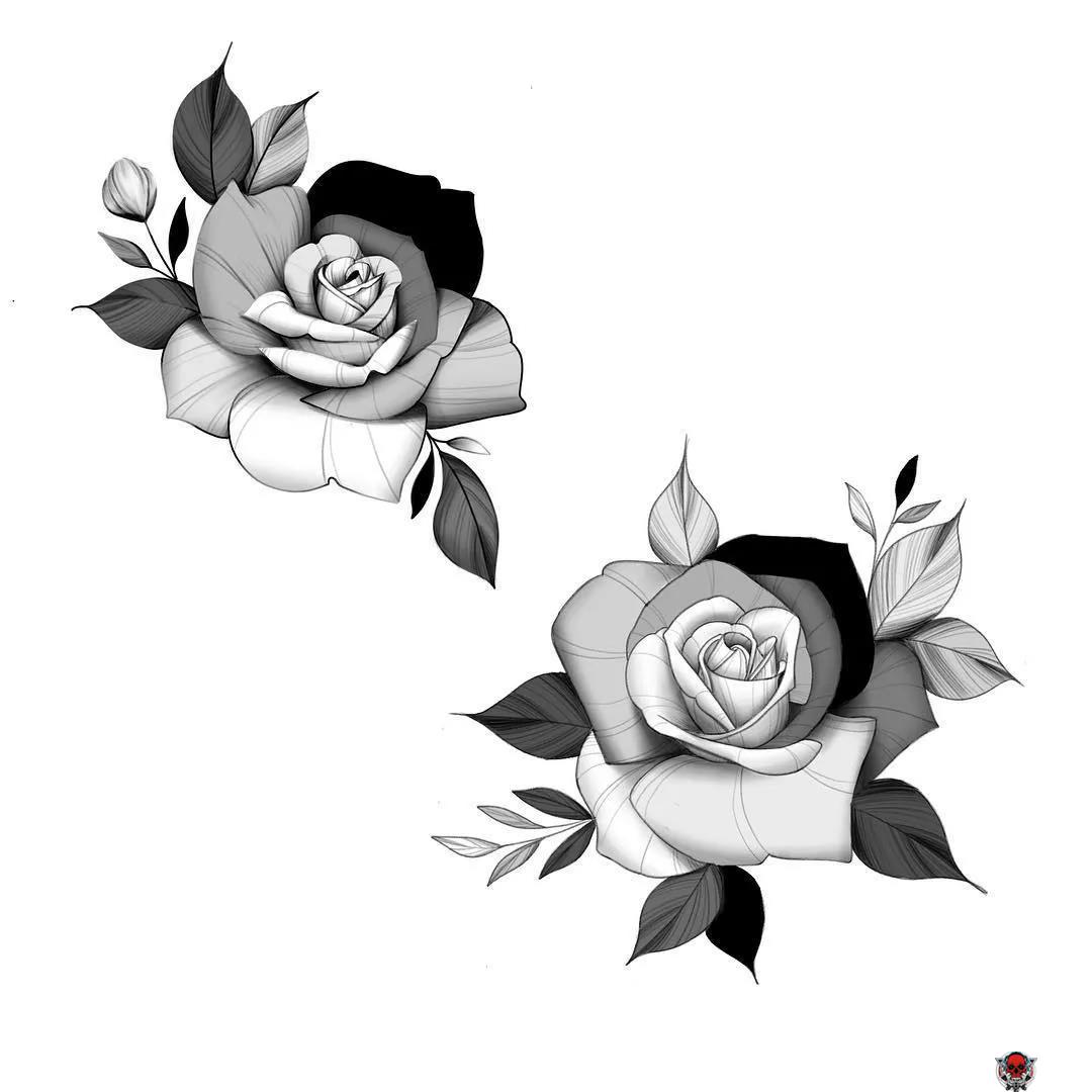黑灰小图，玫瑰