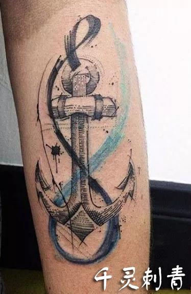 小臂船锚纹身,小臂船锚纹身手稿,小臂船锚纹身手稿图案