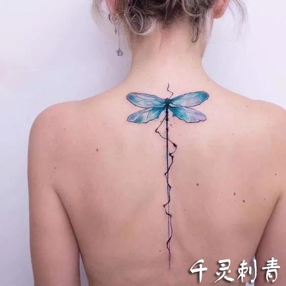 女神背脊蜻蜓纹身手稿图案