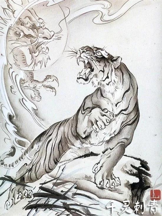 老虎纹身手稿图案