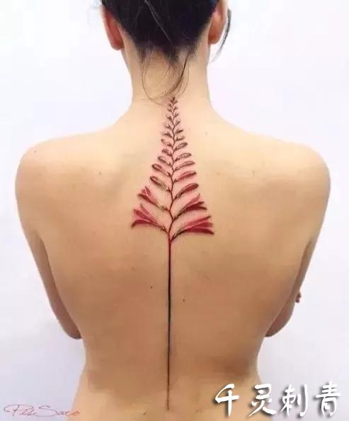 背脊植物纹身手稿图案