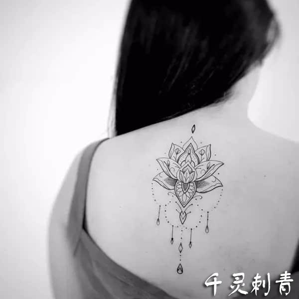 背部梵花纹身手稿图案