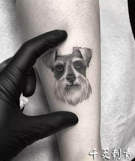 手臂小狗纹身手稿图案
