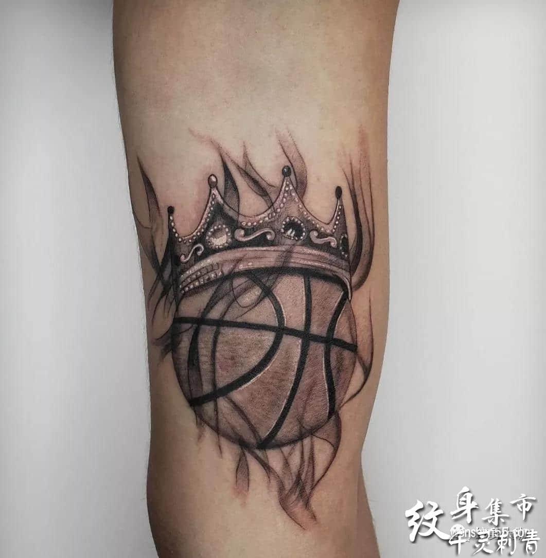 大臂篮球纹身手稿图案